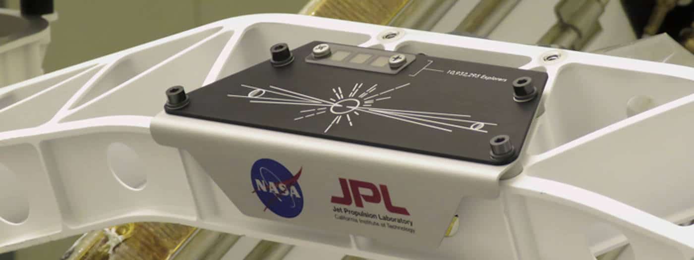A plaque on the NASA Perseverance rover