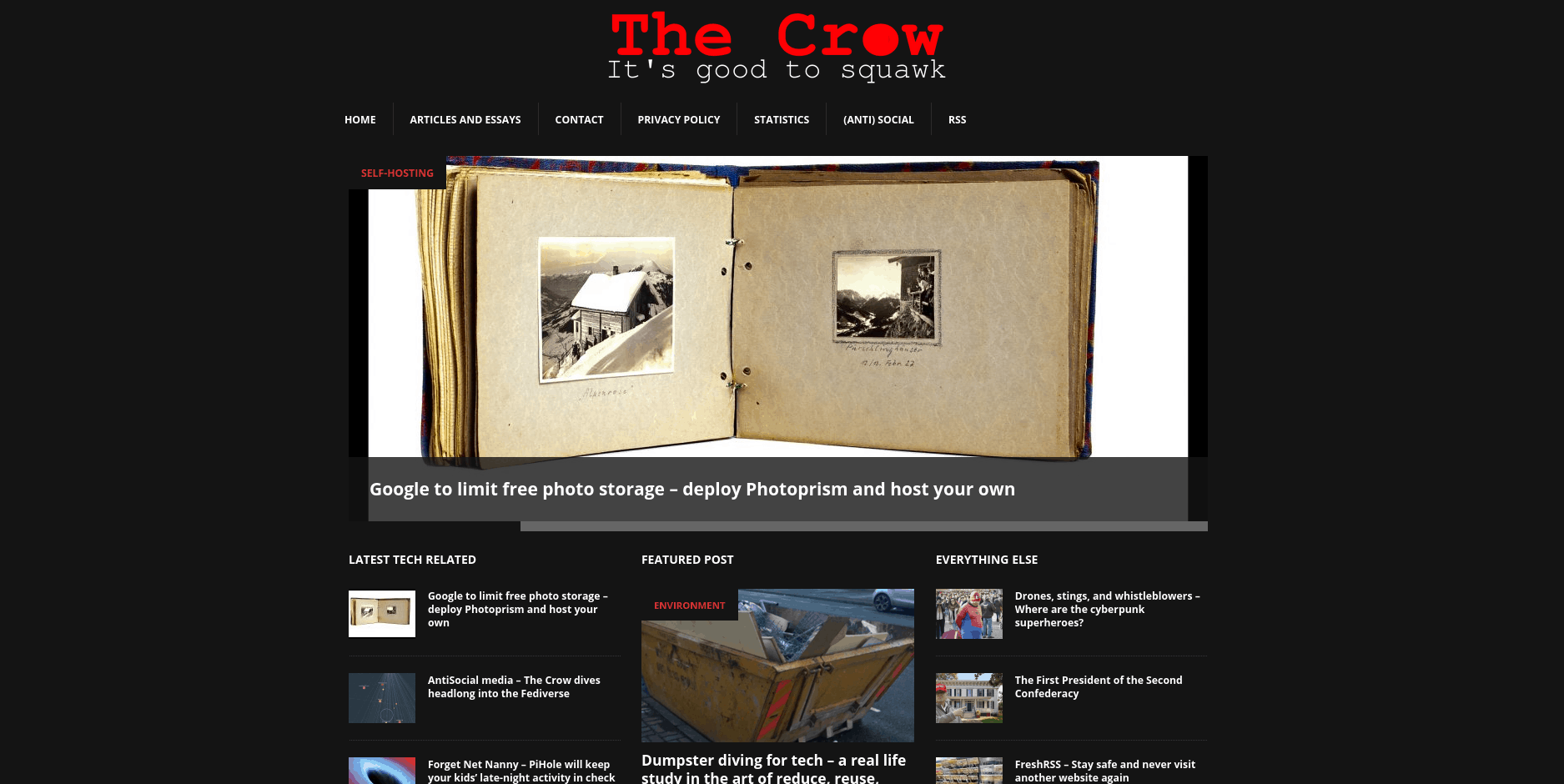 The old Crow WordPress site
