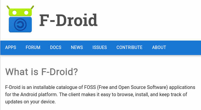 The F-Droid App store 