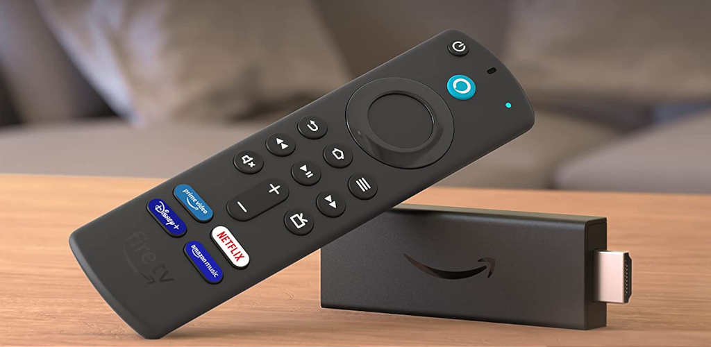 An Amazon Firestick and remote control