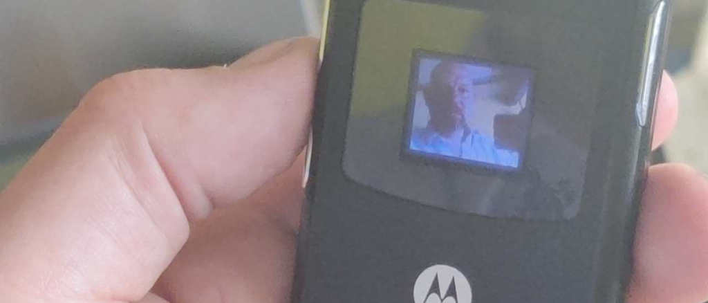 The author's face displayed on the Razr's second screen