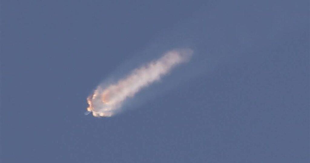 A rocket exploding in flight