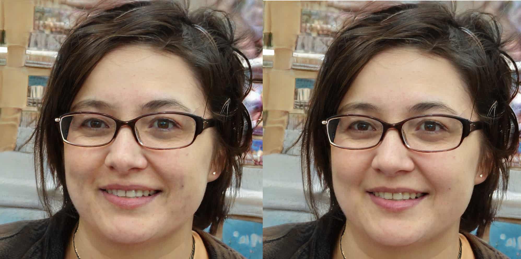 Two almost identical images of the same woman