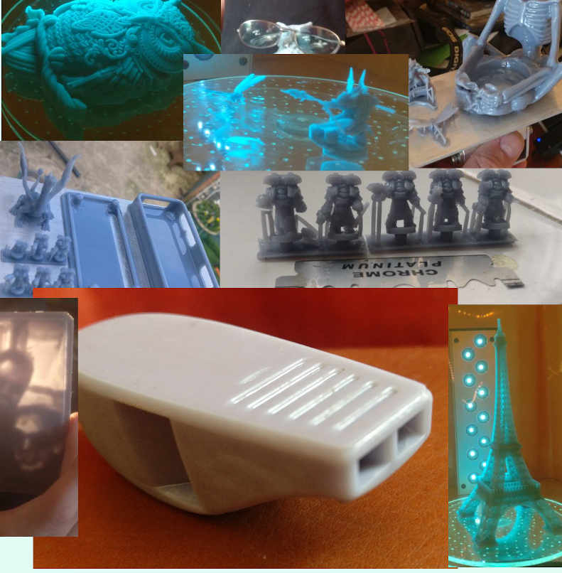 Collage of 3D-printed items