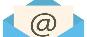 A stylised email emerging from an envelope