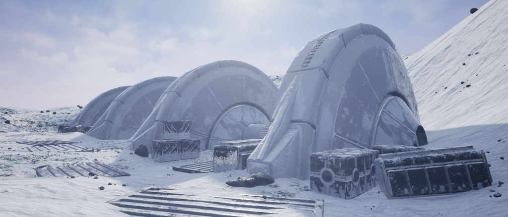 Structures on the ice world of Hoth
