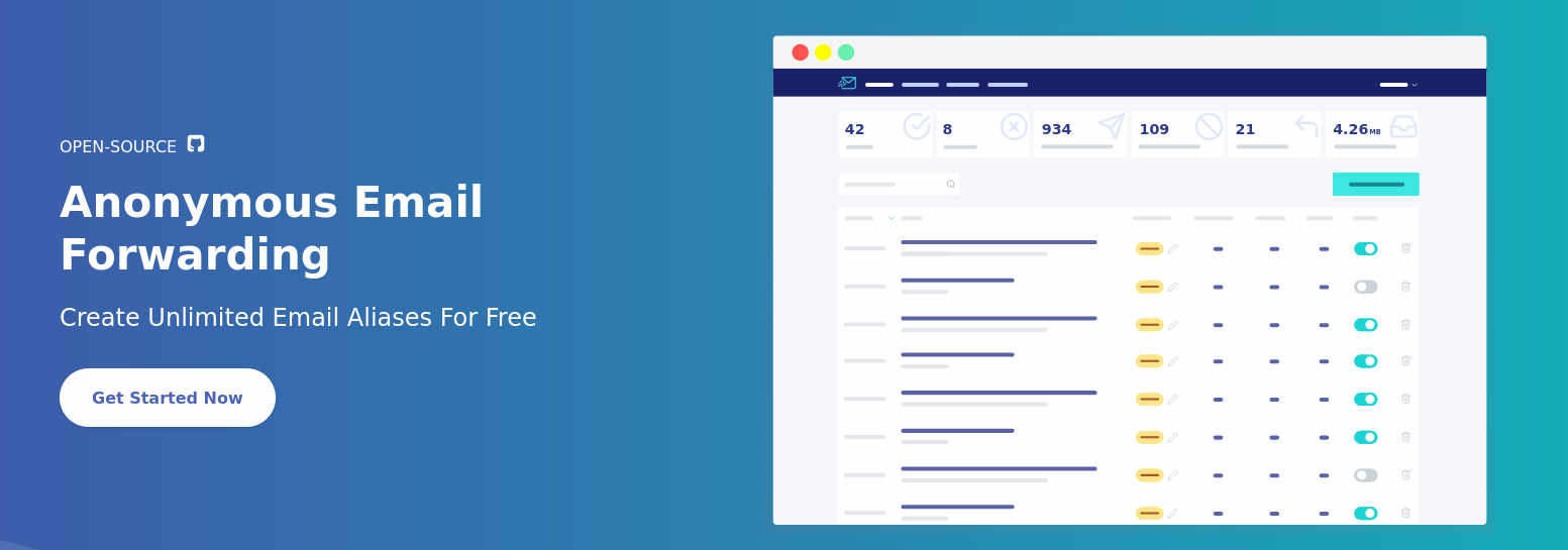 Signup screen for anonaddy