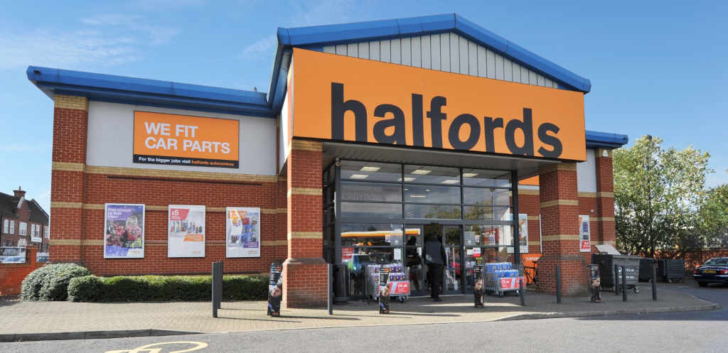 Exterior of a Halfords store