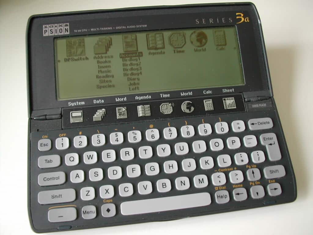 A psion series 2 on grey background