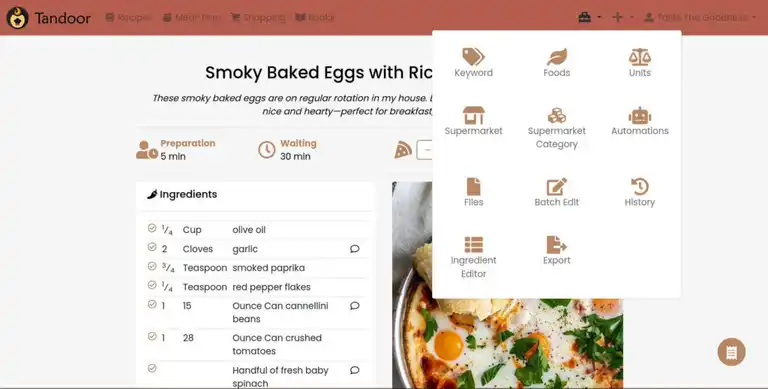 Tandoor web interface