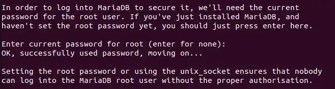 MariaDB secure install requesting a root password