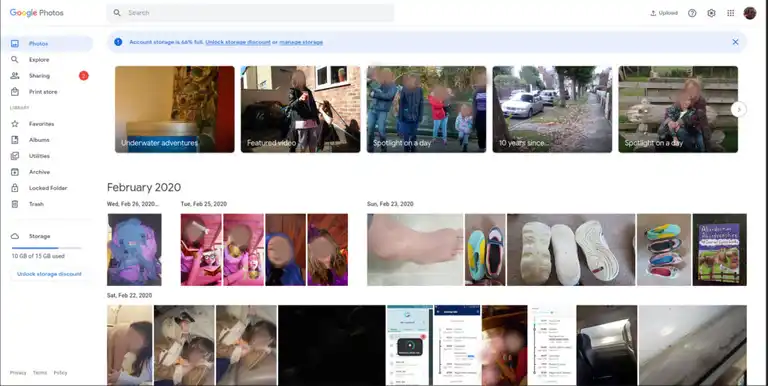 Google photos web interface