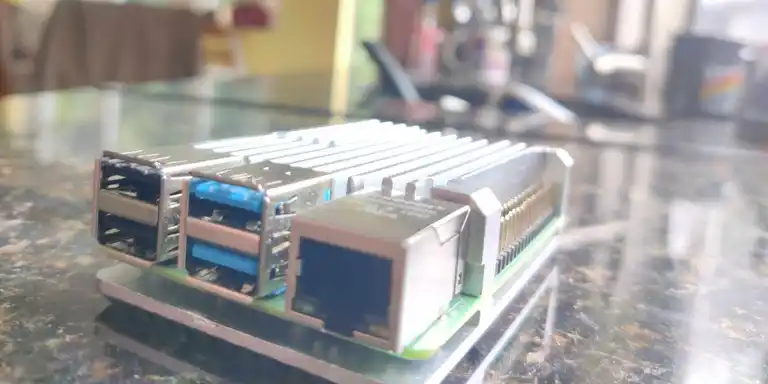 Raspberry Pi 4B on a granite kitchen Worktop