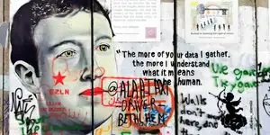 Mual art showing Mark Zuckerberg saying "the more of your data I gather, the more I understand what it means to be human."