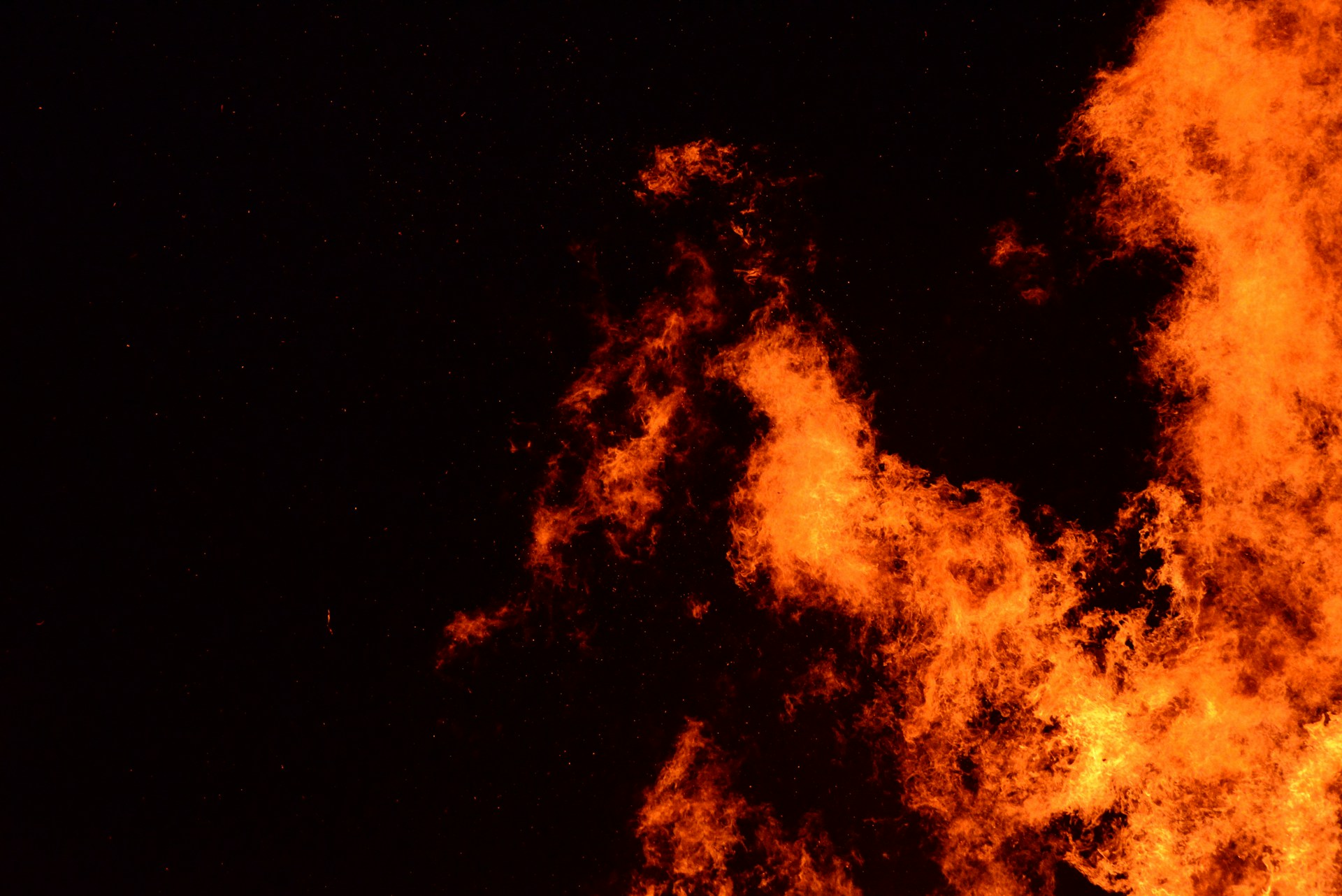 A bonfire in the dark