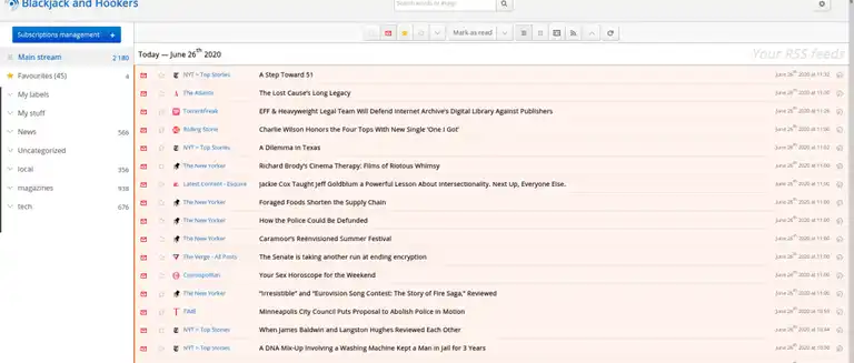 FreshRSS web interface