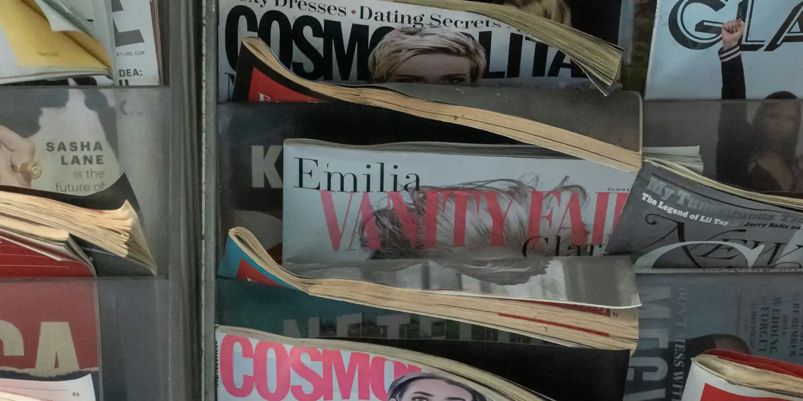 MAgazine rack showing a range of titles