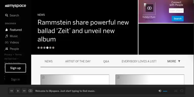 MySpace front page