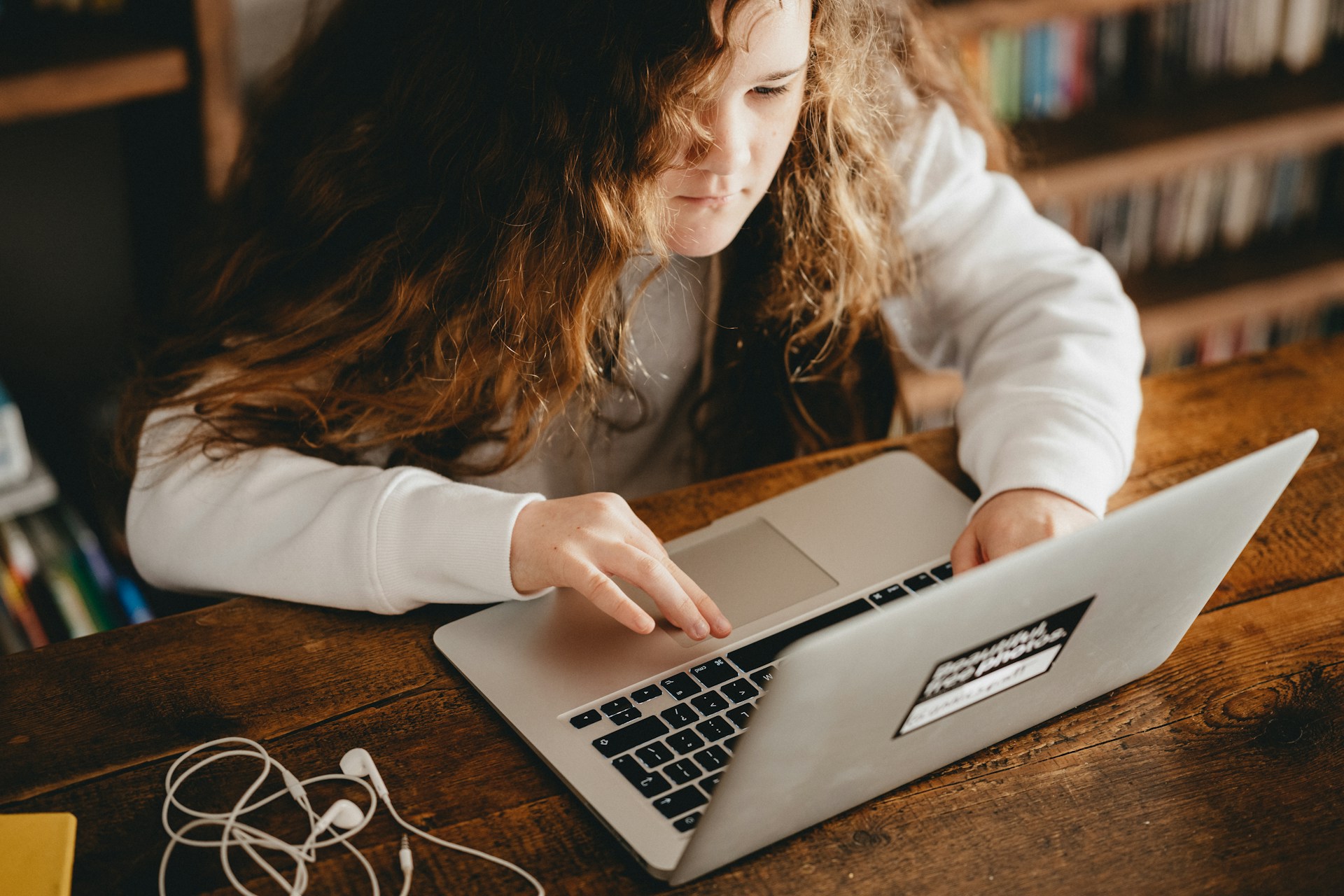 Girl using a laptop computer