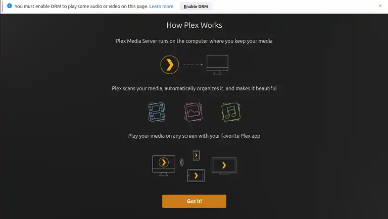 Screen explaining how Plex works