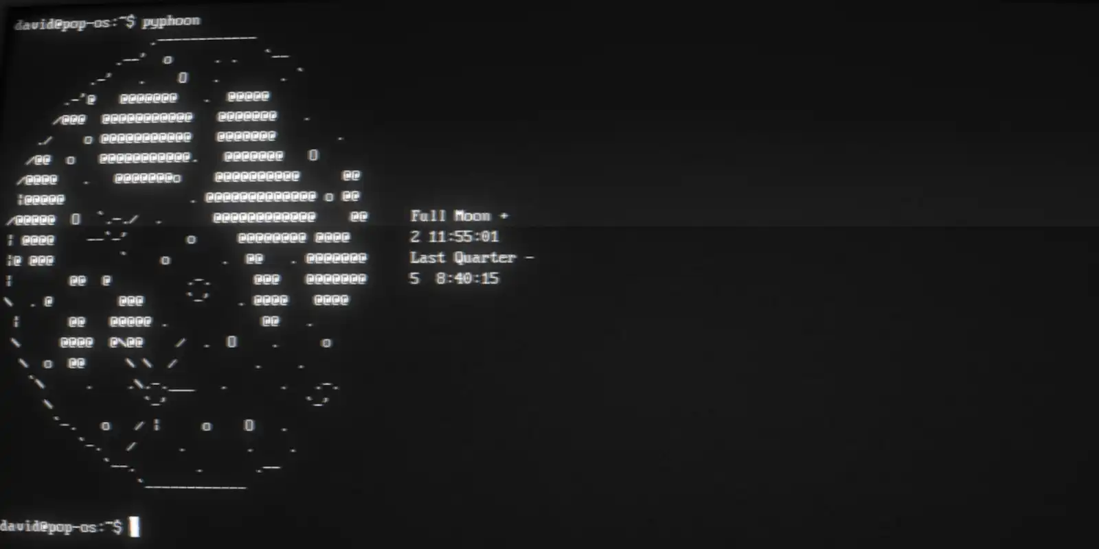 Cool Retro Term rendering of a moon in Pyphoon