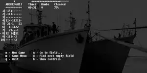 Black and white photo of two ships overlaid with tui-mines interface