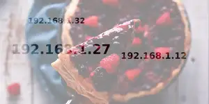 A tasty raspberry Pie overlaid with IP addresses