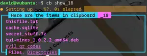 The Clipboard project in use in the Linux terminal