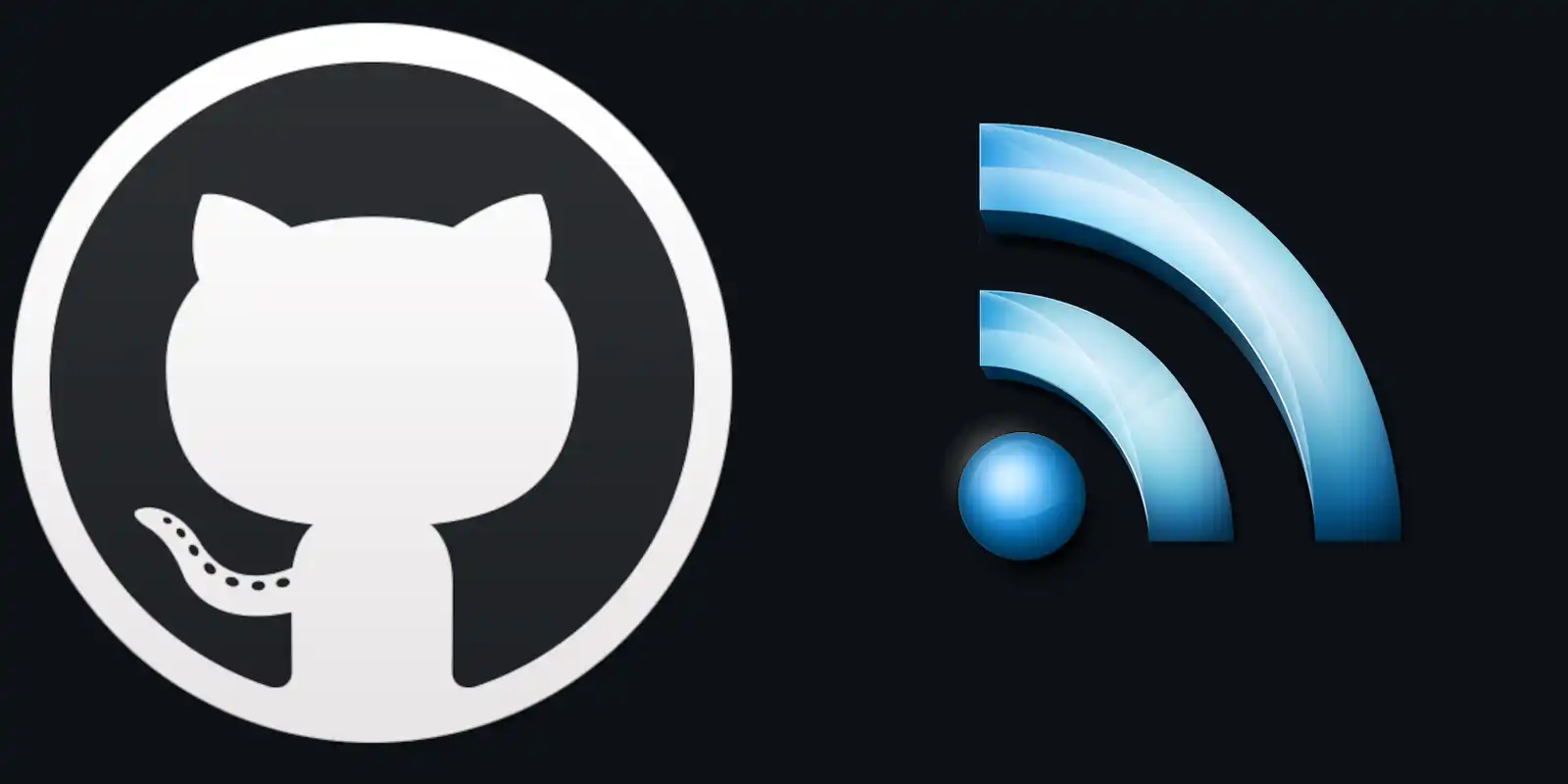 A graphic with the GitHub logo next to the RSS logo