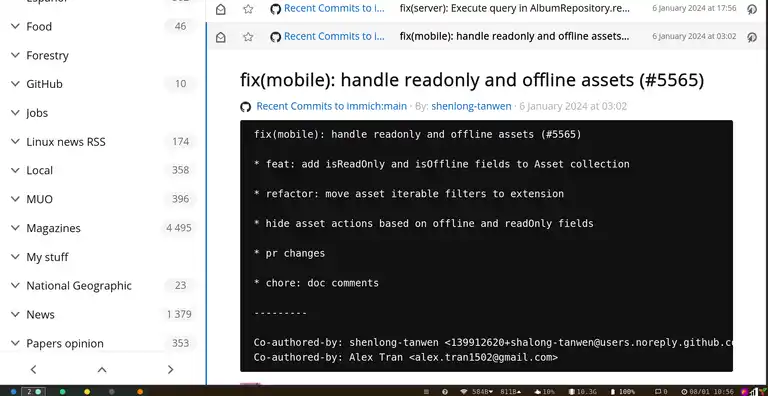 RSS feed of Immich commits viewed in FreshRSS
