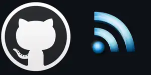 A graphic with the GitHub logo next to the RSS logo