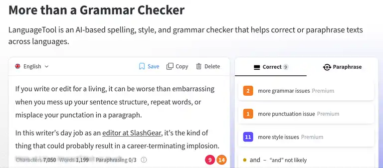 Screenshot of the grammarly homepage