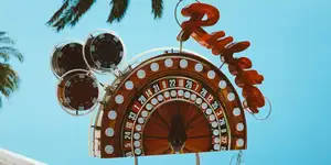 A large outdoor roulette signpost