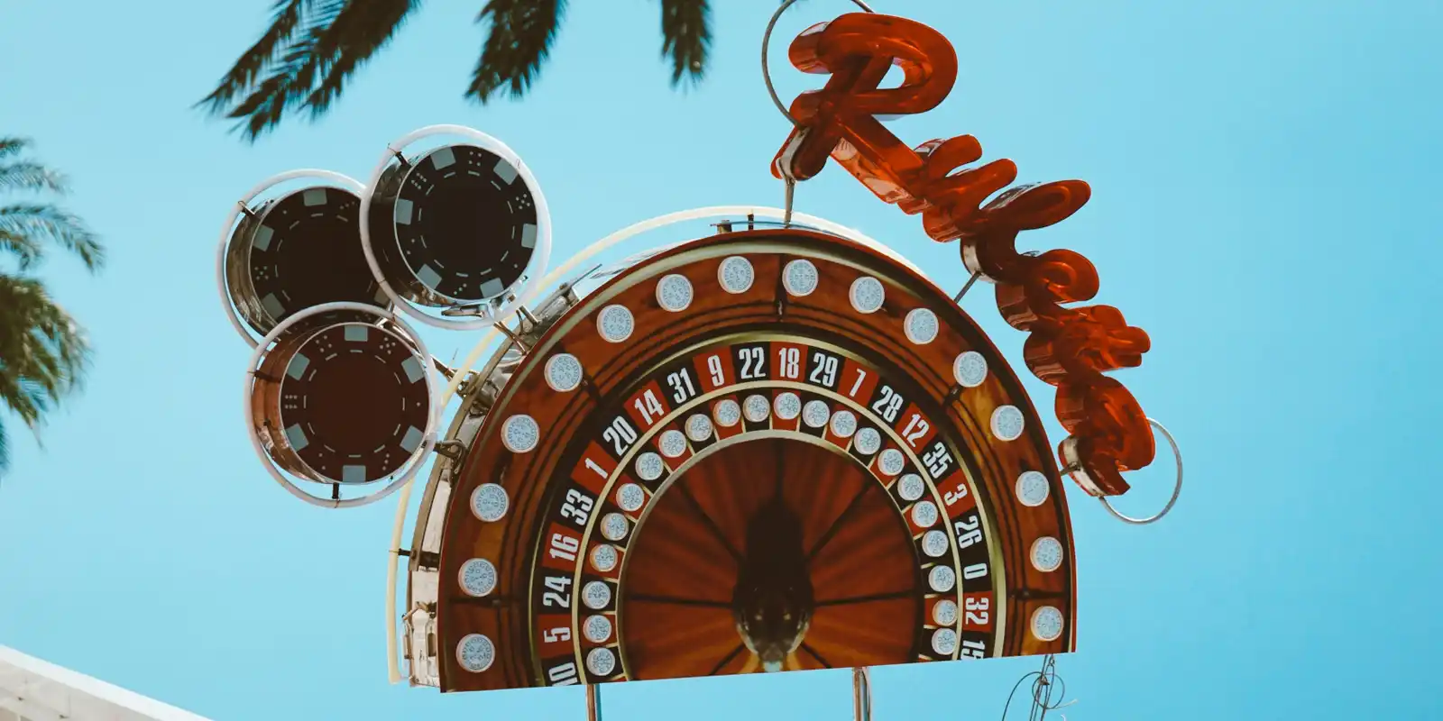A large outdoor roulette signpost