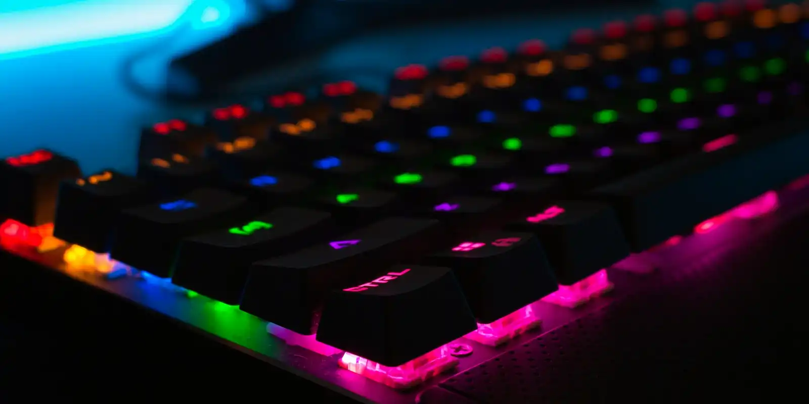 Close-up of an RGB keyboard