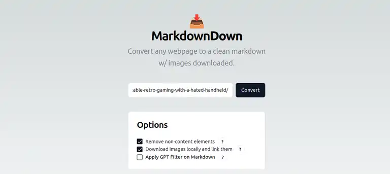 Markdowndown web interface